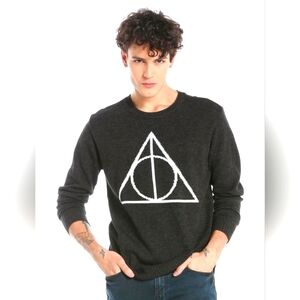 HARRY POTTER Deathly Hallows grey sweater. Size men's  small